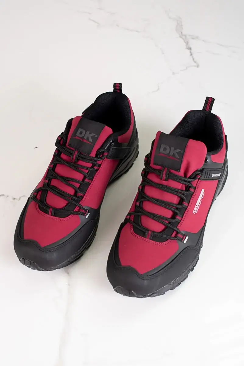 Zajímavé červené trekingové boty pánské bez podpatku