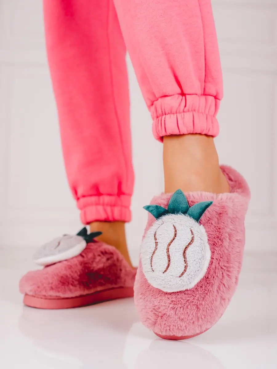 Pohodlné pantofle dámské růžové bez podpatku