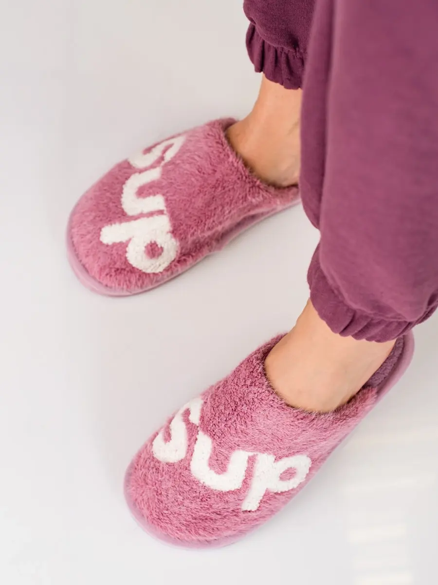 Stylové pantofle dámské fialové bez podpatku