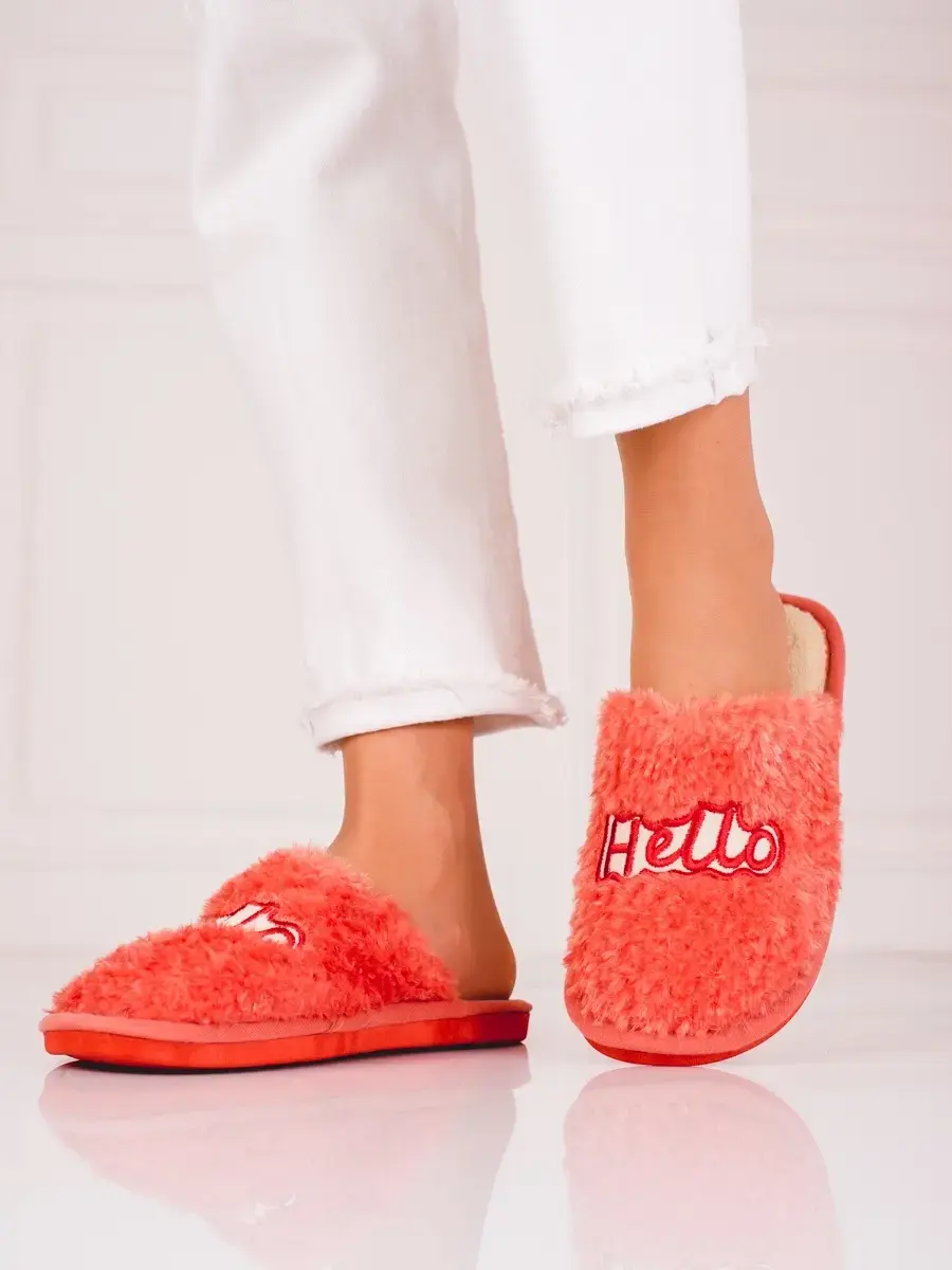 Originální oranžové pantofle dámské bez podpatku