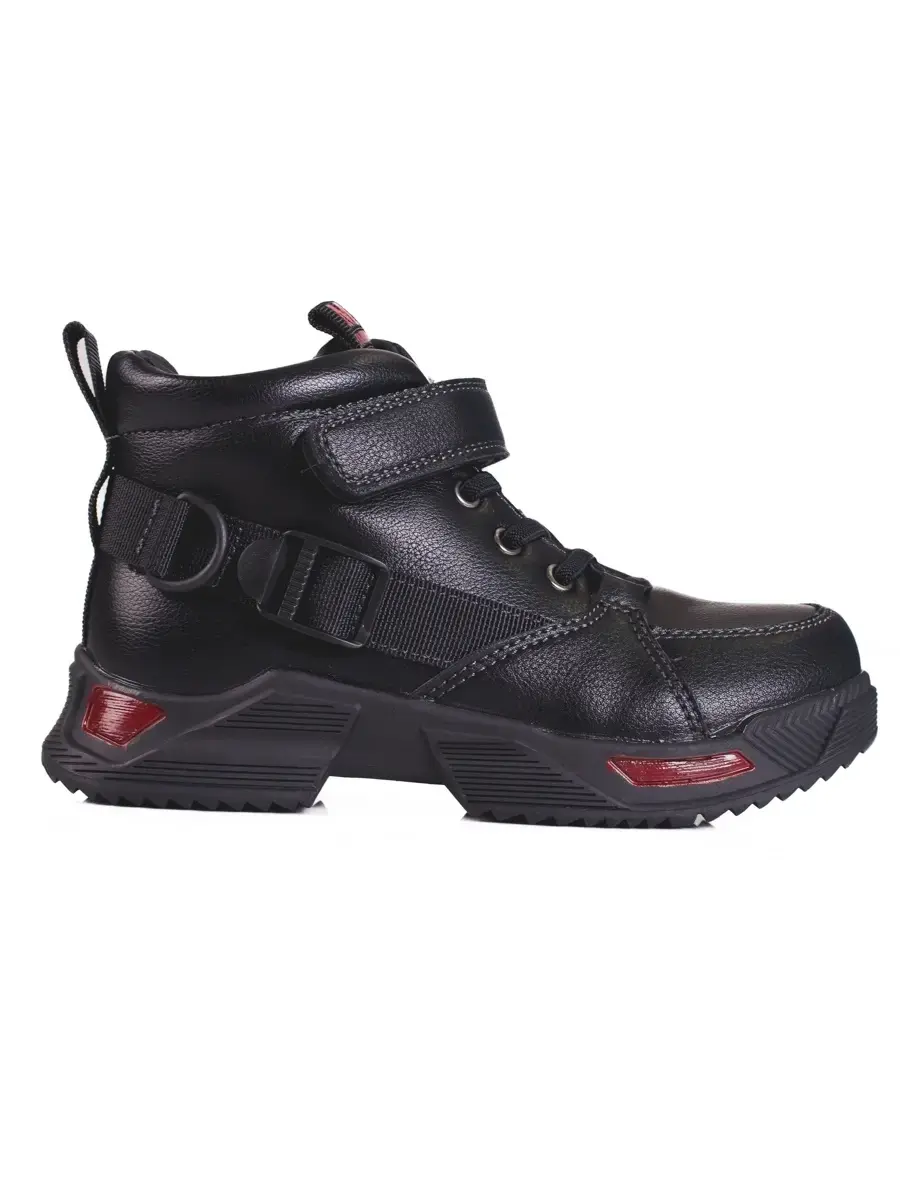 Designové černé dětské kotníkové boty bez podpatku