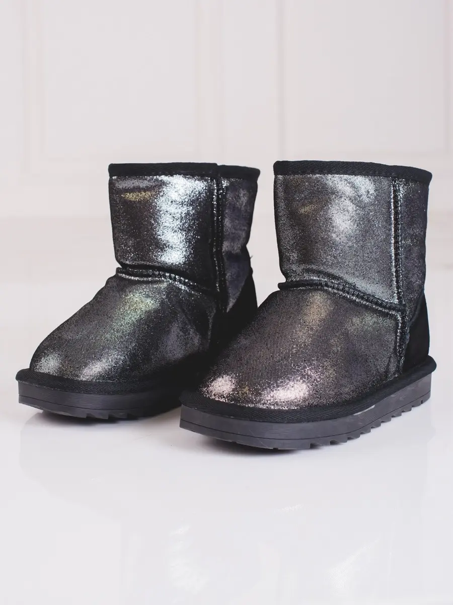 Klasické stříbrné dětské sněhule bez podpatku