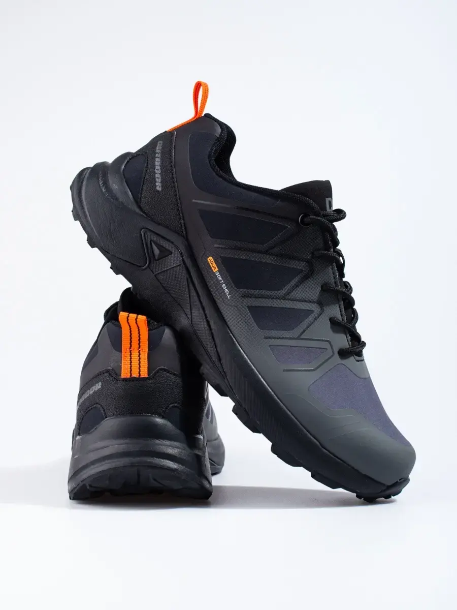 Zajímavé pánské trekingové boty šedé bez podpatku