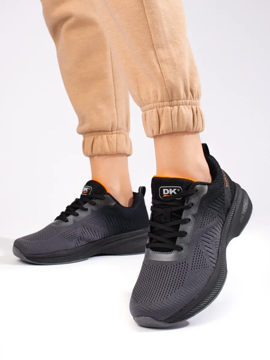 Trendy šedé černé dámské tenisky bez podpatku