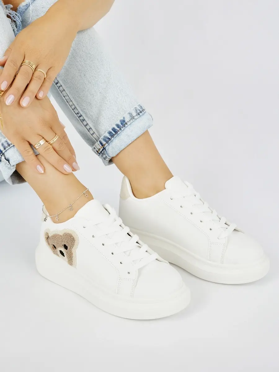 Designové dámské bílé tenisky na platformě