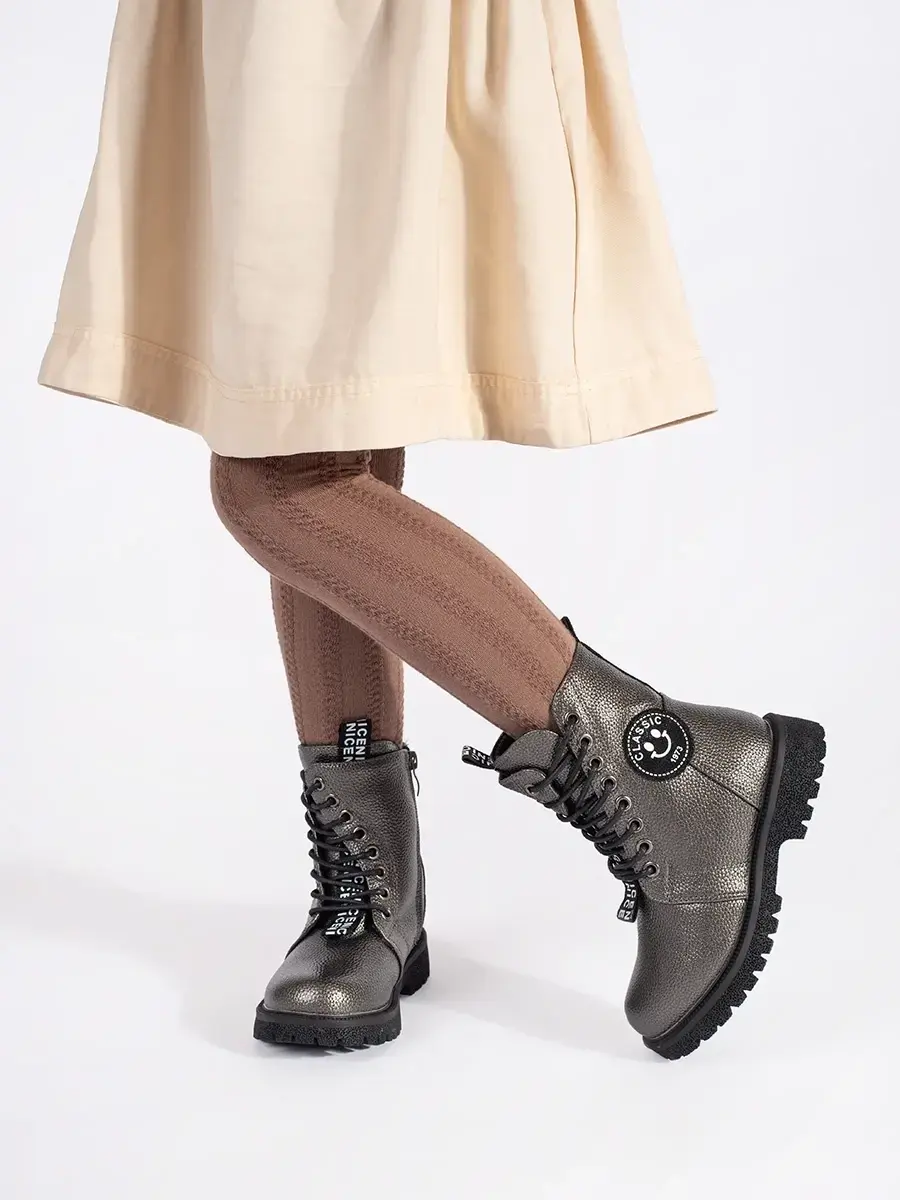 Trendy kotníkové boty šedé dětské bez podpatku