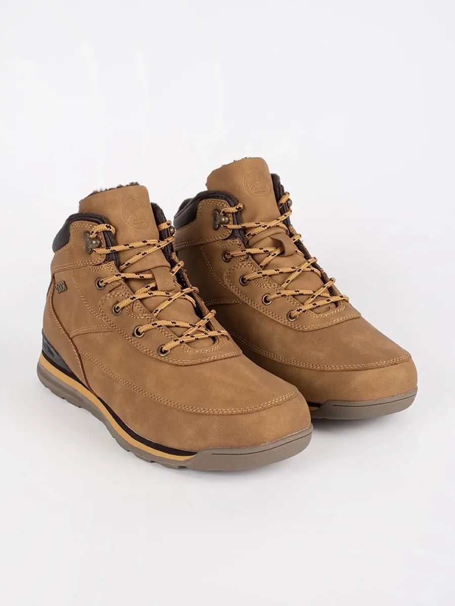 Jedinečné trekingové boty pánské hnědé na plochém podpatku
