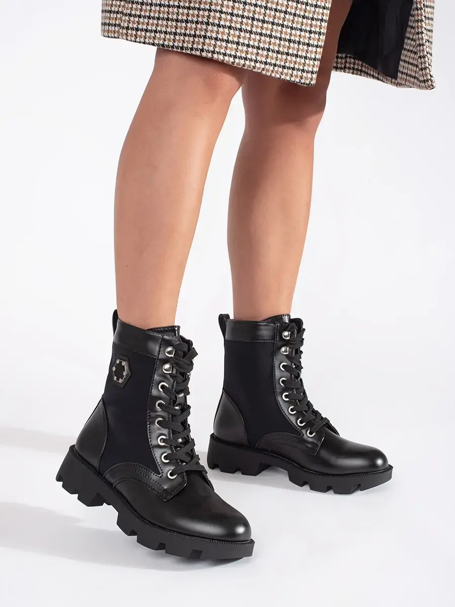 Jedinečné dámské workery černé na platformě