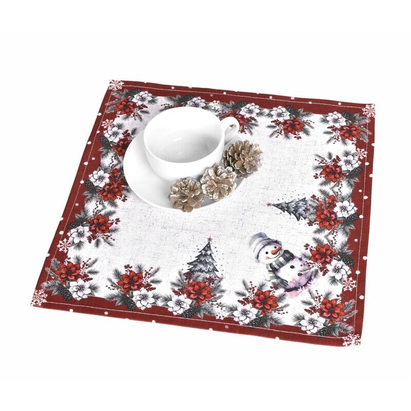 Ubrus vánoční, Sněhulák a vánoční hvězdy 30 x 45 cm
