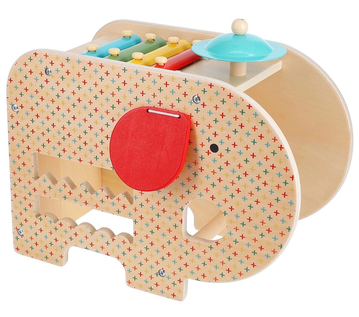 Ourbaby Petit Collage Dřevěný hudební slon 5v1