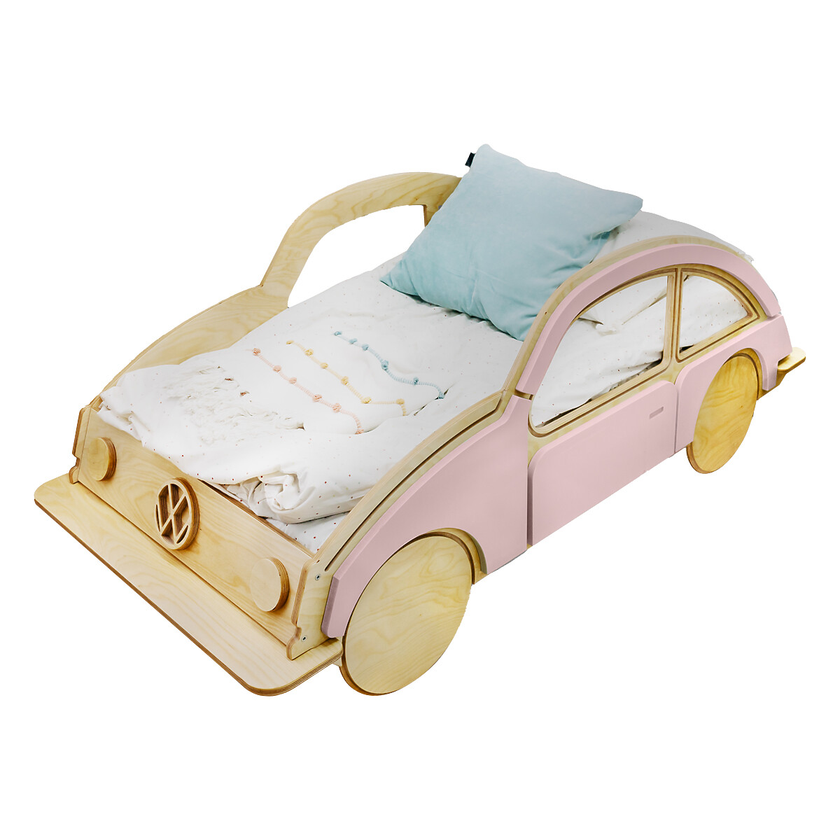 Ourbaby wooden bed 160x80 cm přírodní růžová