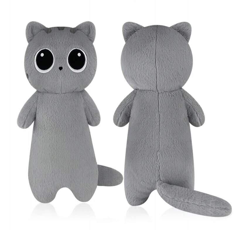 Plyšový polštář dlouhá kočka s velkýma očima 60cm