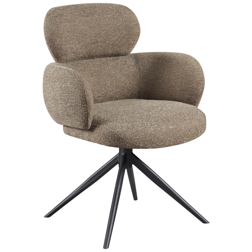 Novel ŽIDLE S PODRUČKAMI, železo, tkaná látka, šedohnědá