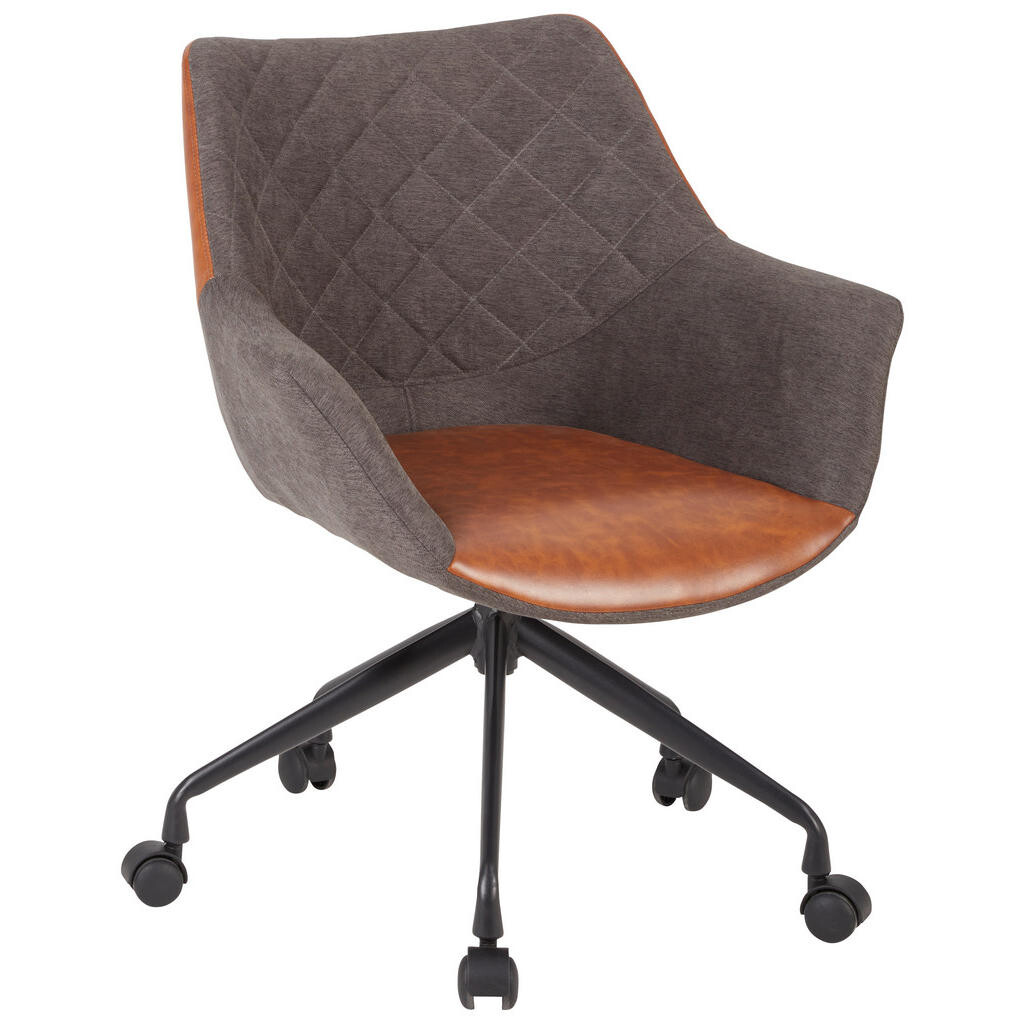 Carryhome OTOČNÁ ŽIDLE PRO MLÁDEŽ, vzhled kůže, tkaná látka, hnědá, šedá, černá