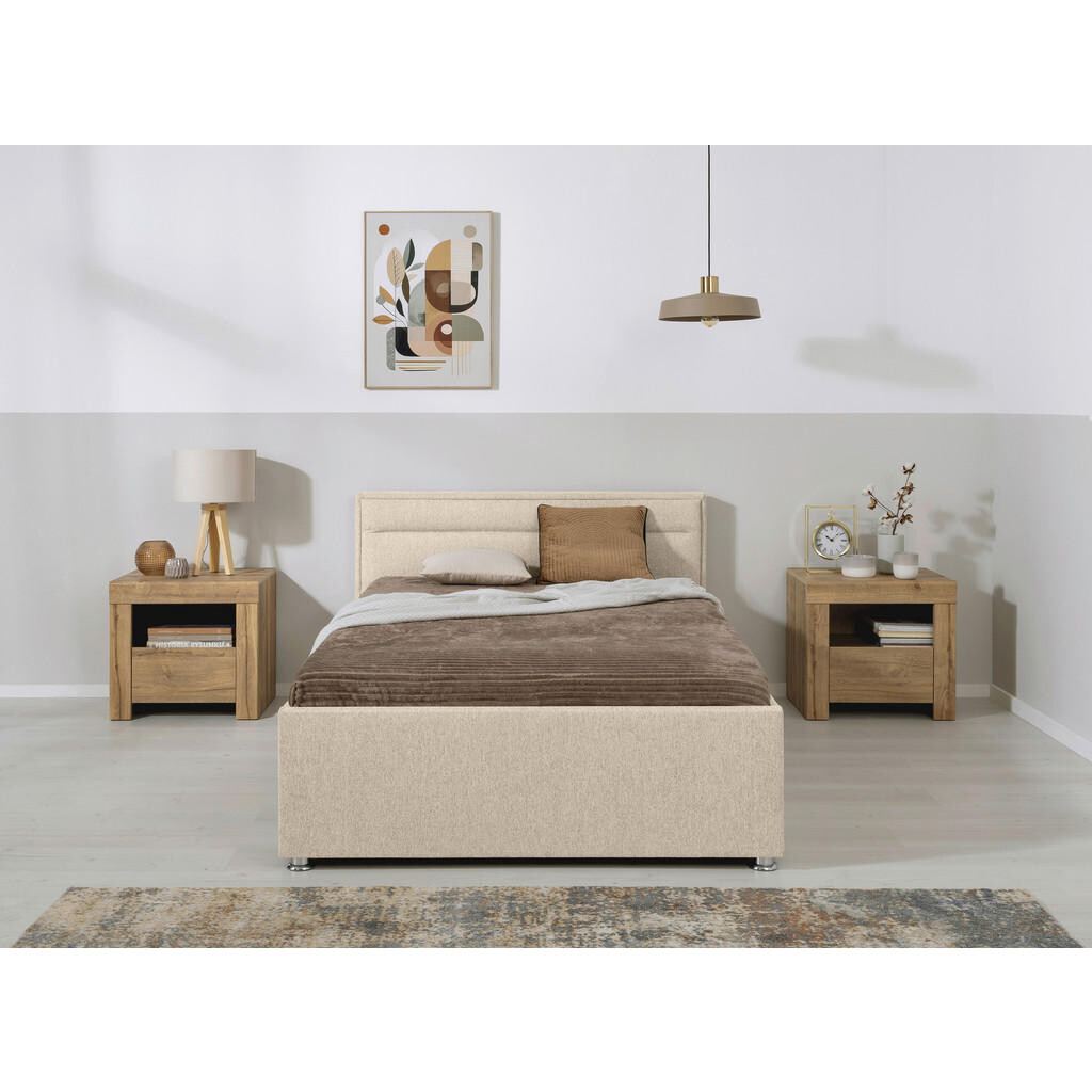 MID.YOU ČALOUNĚNÁ POSTEL, 120/200 cm, béžová