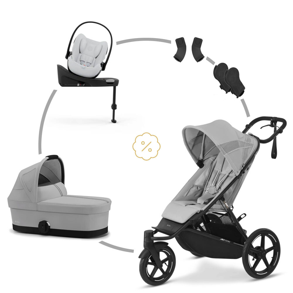 Cybex AVI SPIN BLACK Fog Grey + korba + Cloud G + Base G + adaptéry