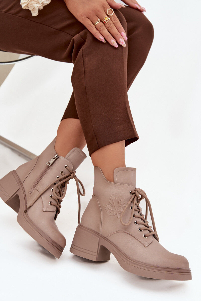 Dámské kožené kotníkové boty na podpatku vyhřívané Vinceza