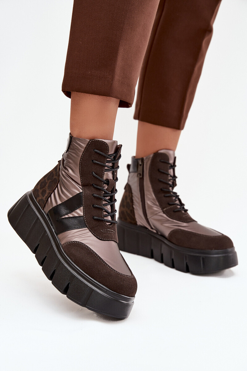Dámské zateplené kotníkové boty na platformě Vinceza