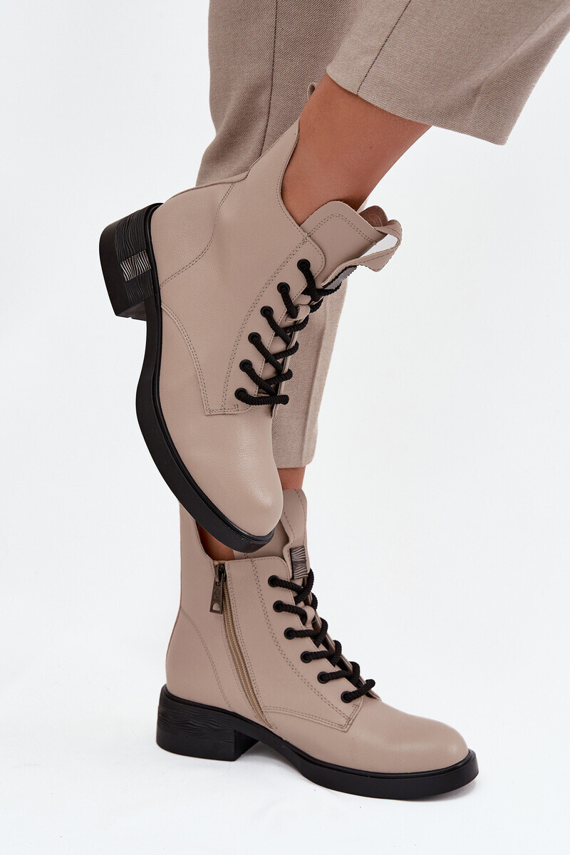 Kožené dámské boty na nízkém podpatku Vinceza