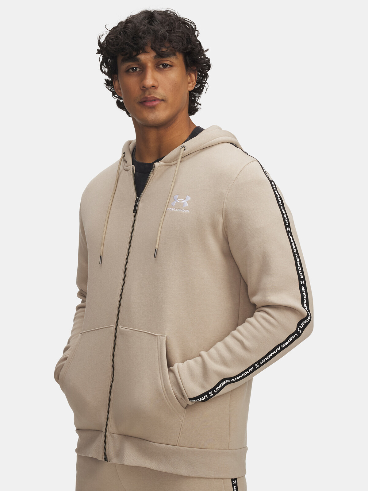 Pánská mikina Under Armour UA Icon Fleece FZ Taping-BRN - Pánské
