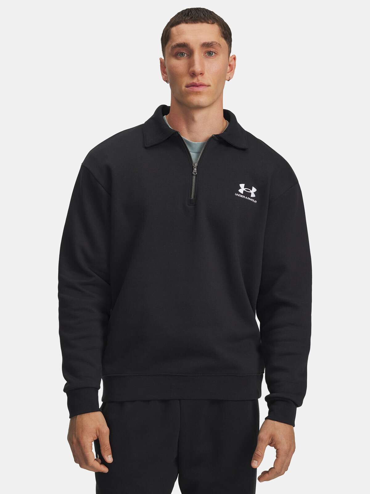 Pánská bunda Under Armour UA Icon Flc Collar 1/4 Zip-BLK - Pánské