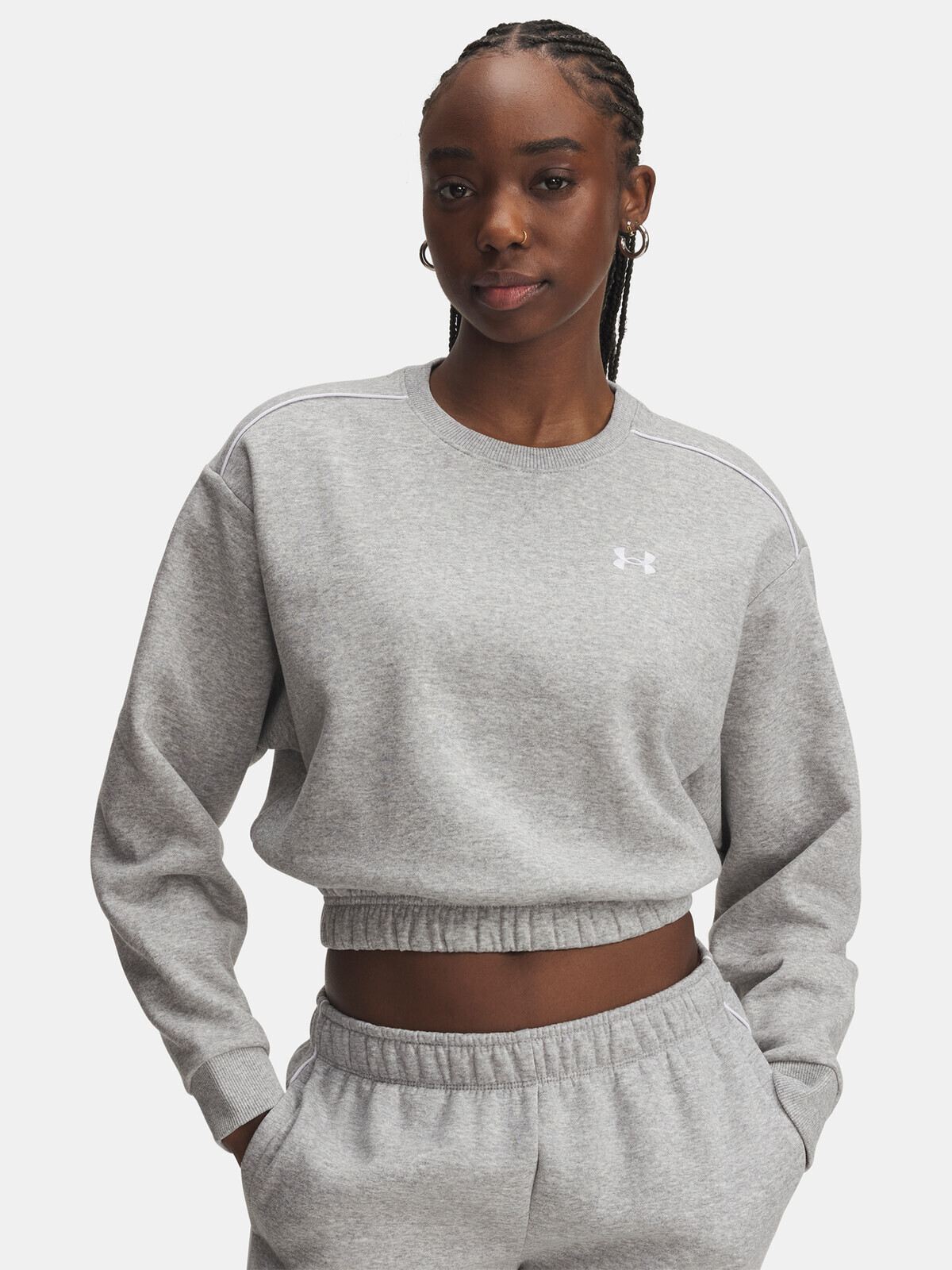 Dámská mikina Under Armour UA Rival Fleece Piped Crew-GRY - Dámské