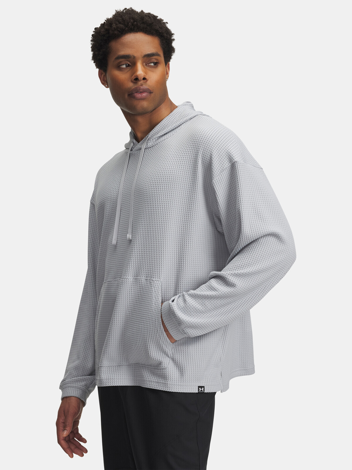 Pánská mikina Under Armour UA Rival Waffle Hoodie-GRY - Pánské