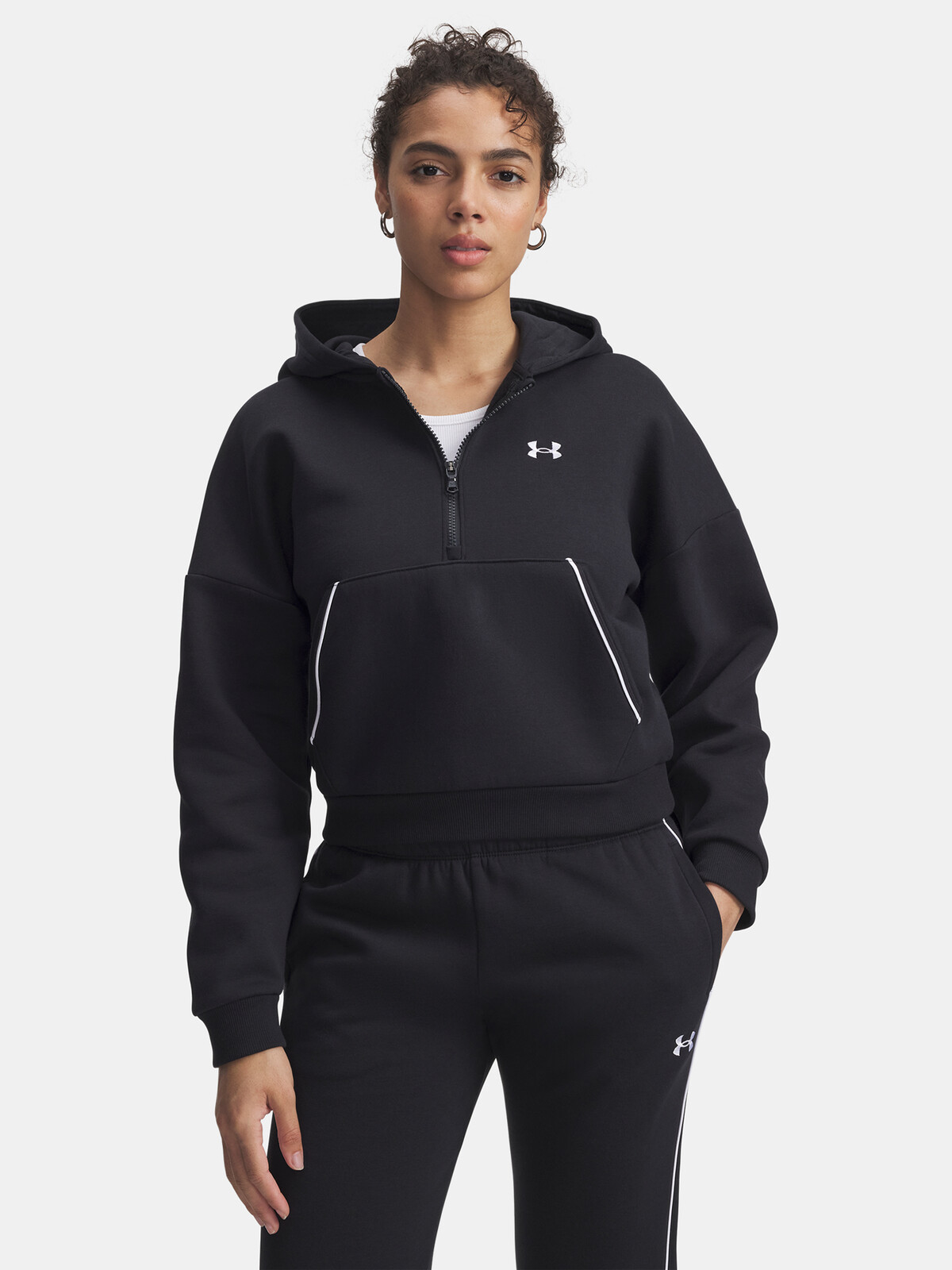 Dámská mikina Under Armour Rival Flc Piped HZ Hoodie-BLK - Dámské