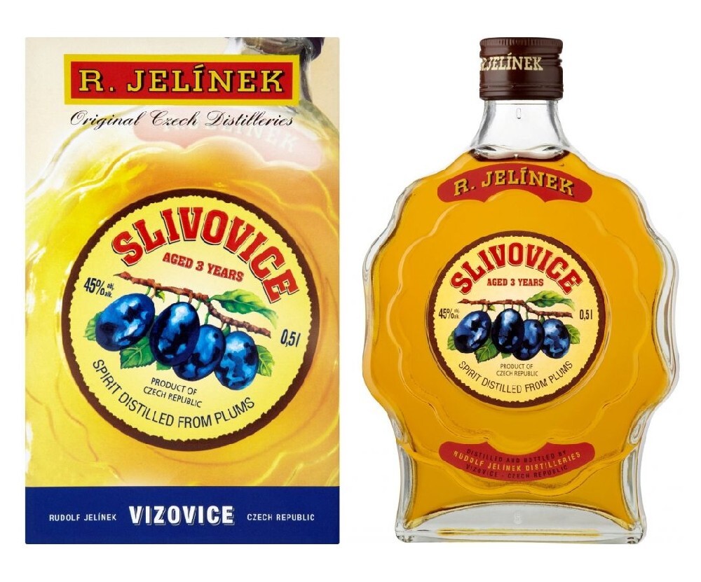 Jelínek Rudolf Slivovice zlatá budík Jelínek 0.5l