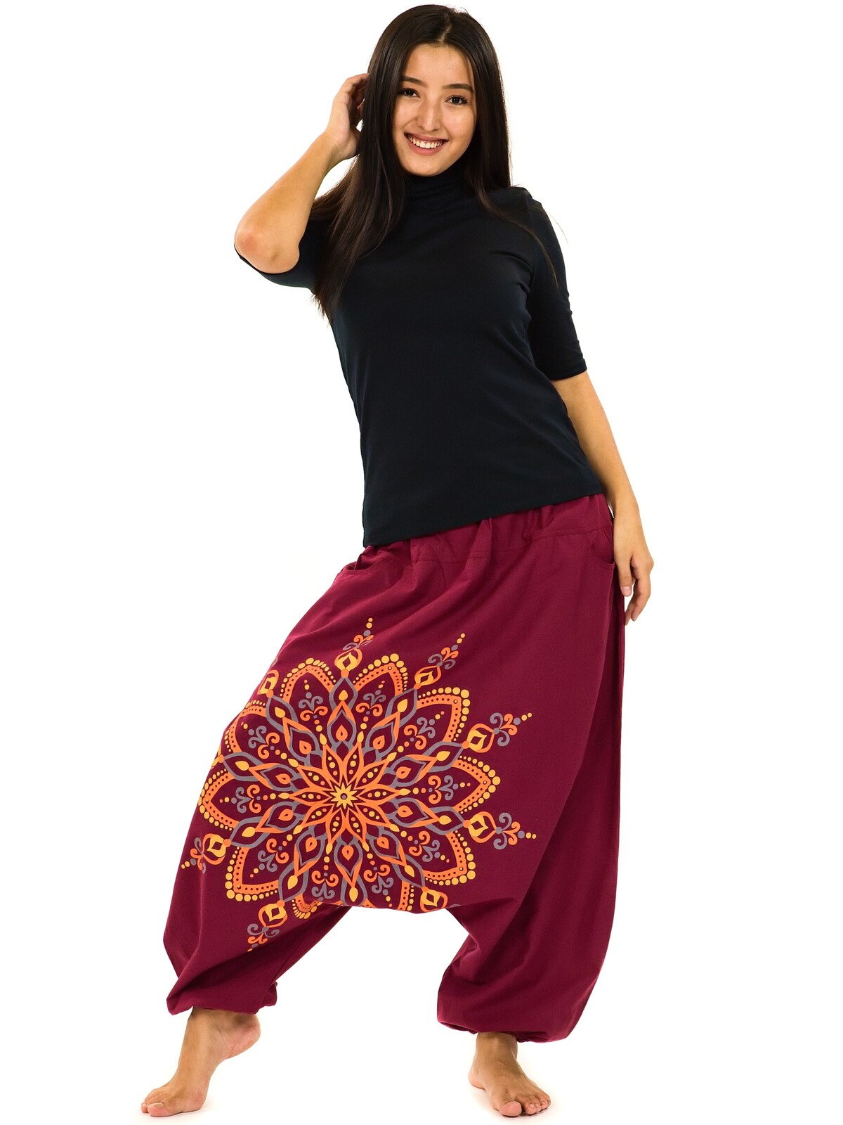 Himalife Harémové kalhoty Rania - vínové Velikost: XXL/3XL