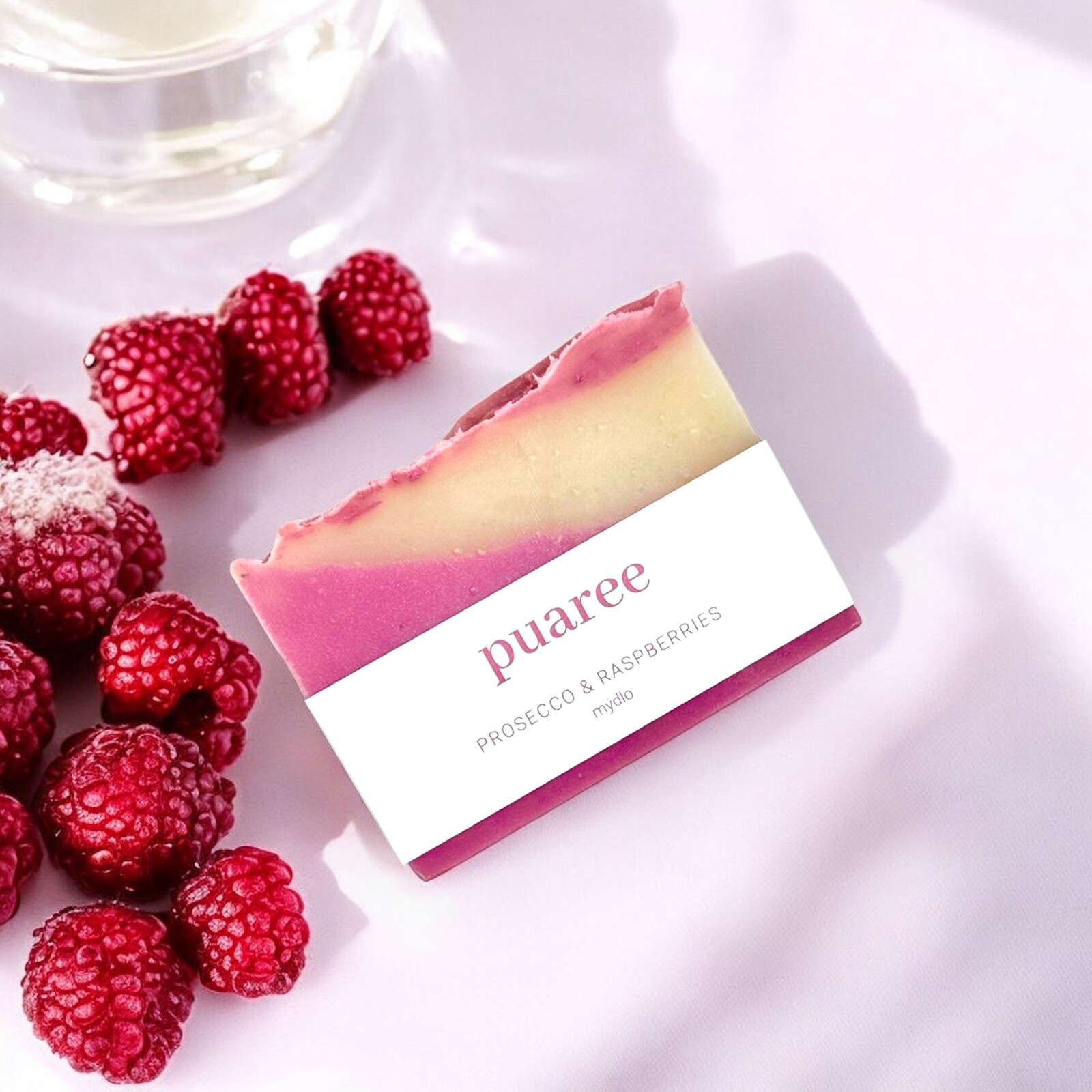 Puaree | Mýdlo | Prosecco & Raspberries Gramáž: 100g (179 Kč)