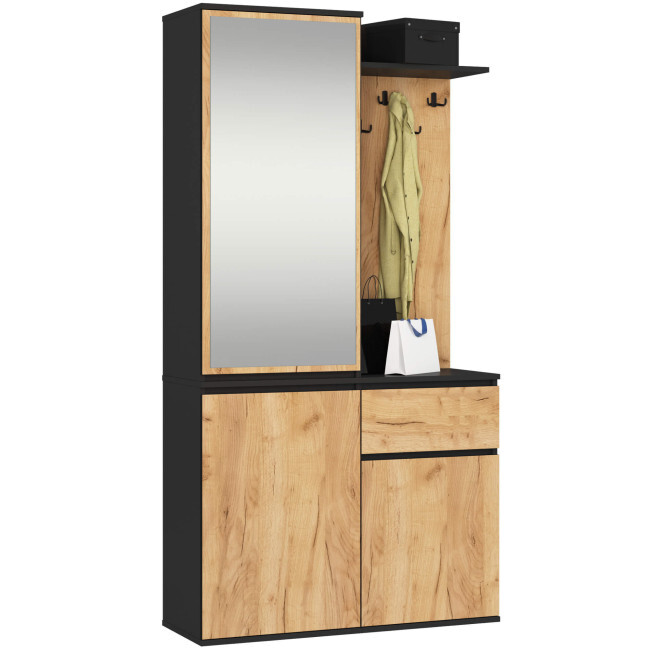 Předsíňová sestava ENTRO černá / dub craft