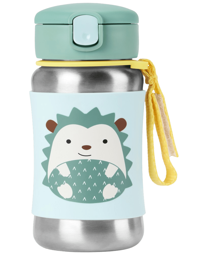 SKIP HOP Spark Style Láhev s brčkem na vodu nerez Ježek 12m+ 350 ml