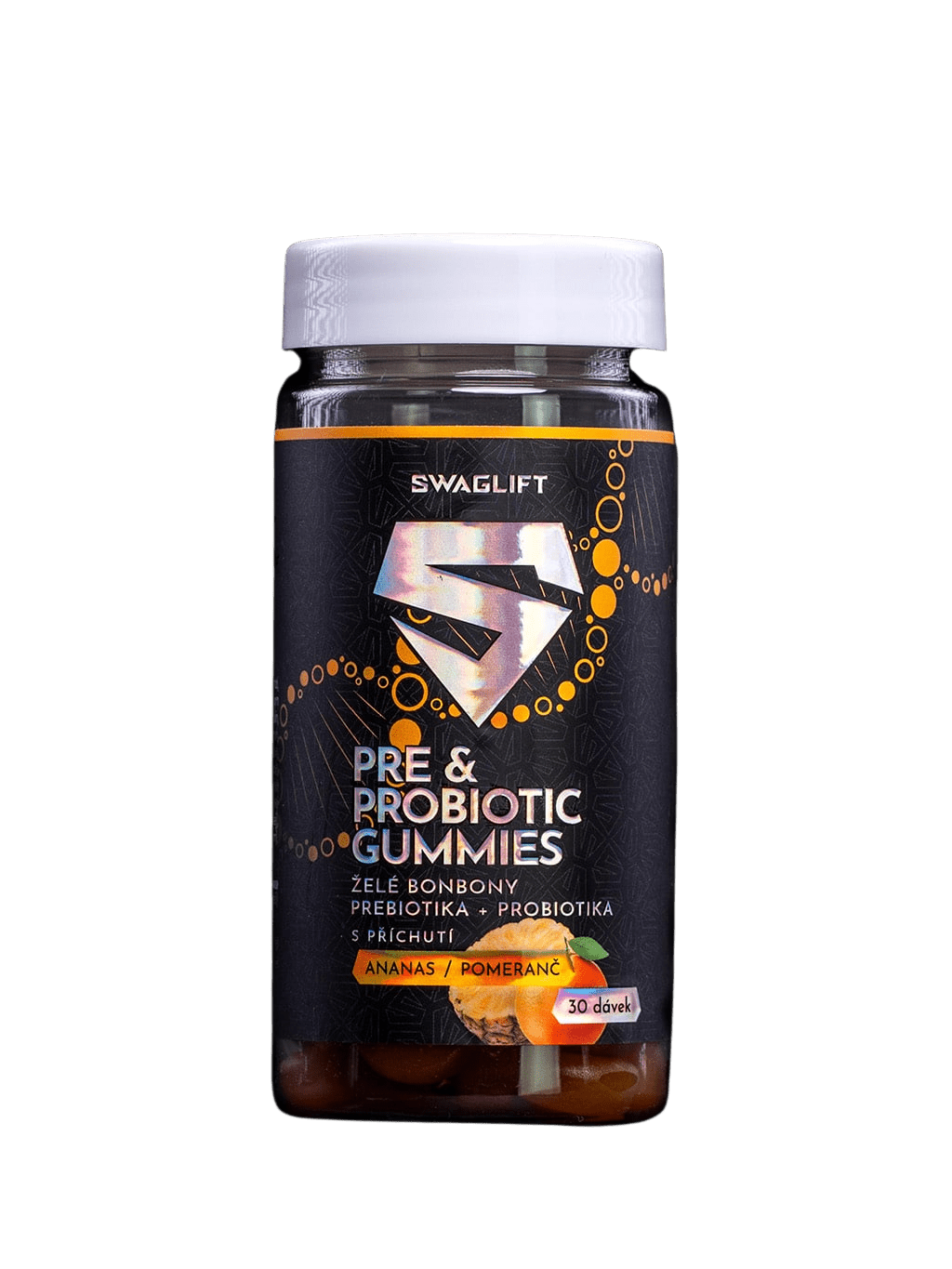 SWAGLIFT PRE & PROBIOTIC GUMMIES s příchutí ananasu a pomeranče 60 ks