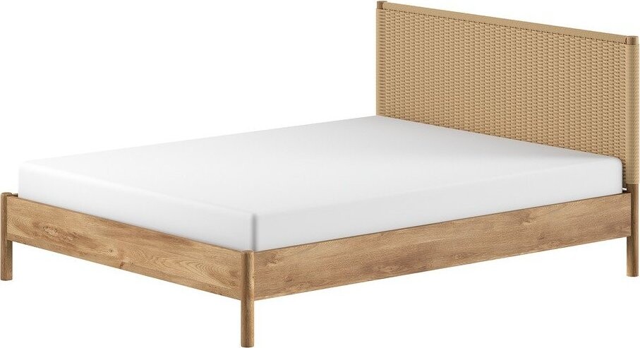 Dvoulůžková postel z dubového dřeva bez roštu 160x200 cm v přírodní barvě Olive Rope – Vipack
