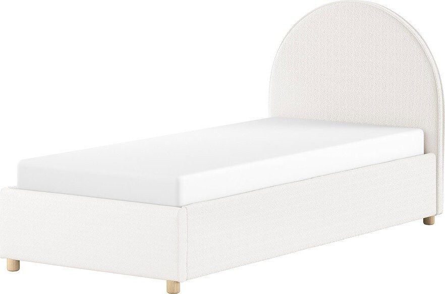 Bílá čalouněná jednolůžková postel s úložným prostorem s roštem 90x200 cm Moon – Vipack