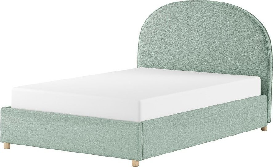 Zelená čalouněná dvoulůžková postel s úložným prostorem s roštem 140x200 cm Moon – Vipack