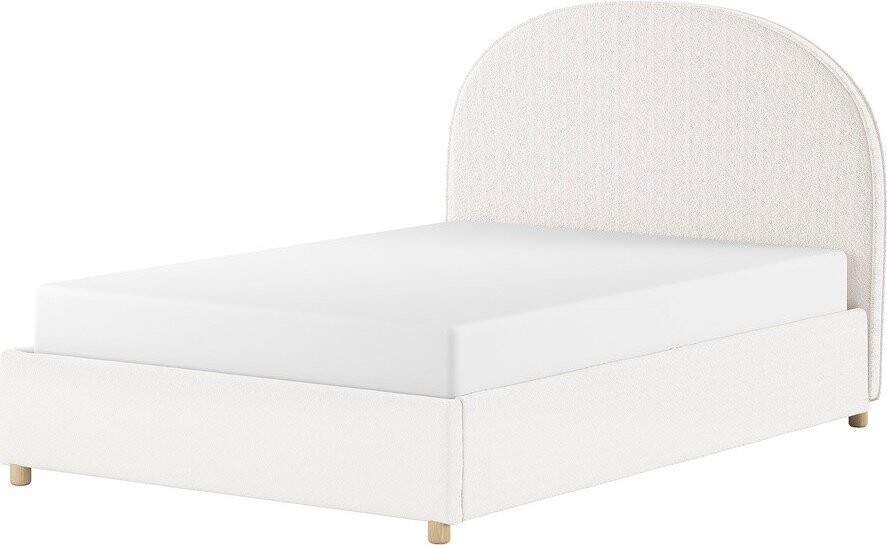 Bílá čalouněná dvoulůžková postel s úložným prostorem s roštem 140x200 cm Moon – Vipack