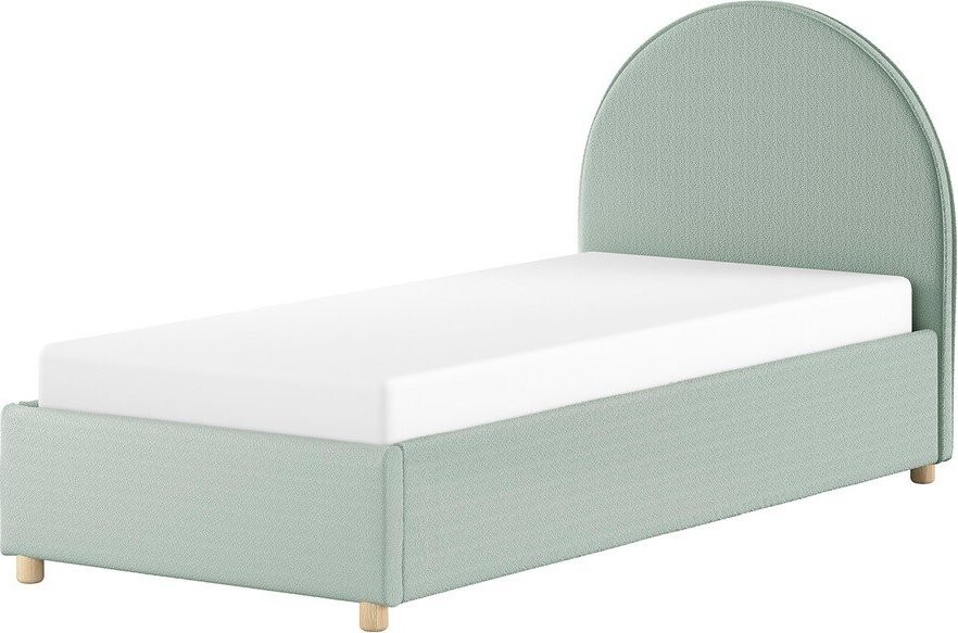 Zelená čalouněná jednolůžková postel s úložným prostorem s roštem 90x200 cm Moon – Vipack