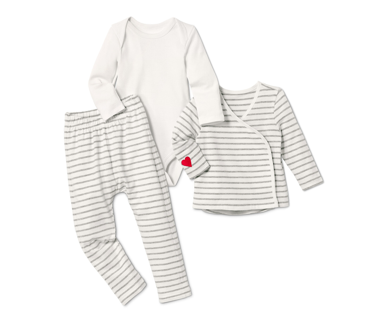 Tchibo - Dětská souprava z biobavlny - pro miminko - vel. 74/80 - barva: bílá/s proužky