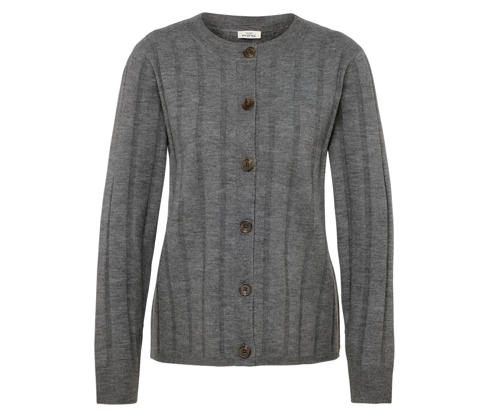 Tchibo - Žebrovaný pletený svetr - pro ženy - vel. XL 48/50 - barva: šedá