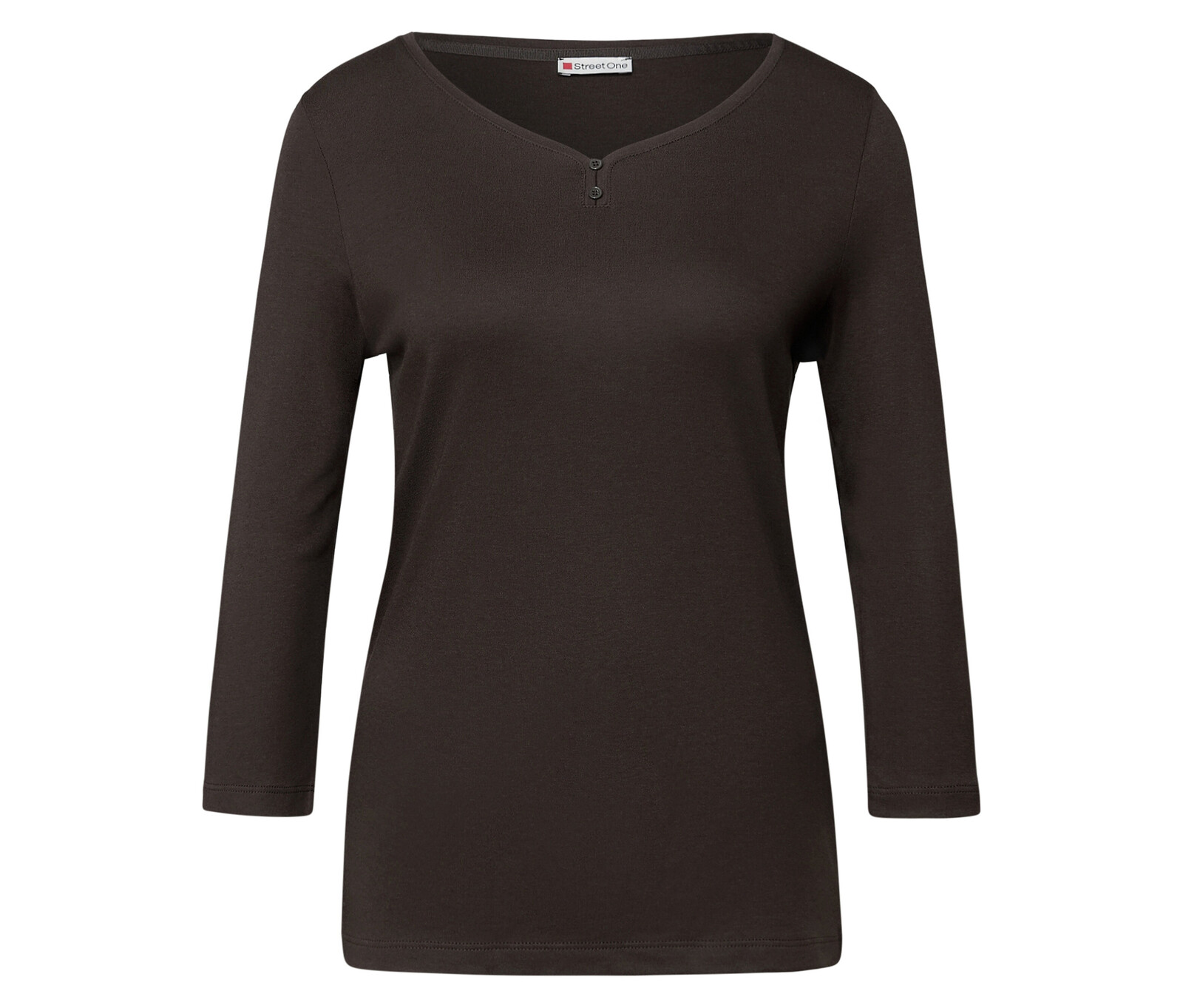 Tchibo - Triko s 3/4 rukávem a knoflíkovým detailem Street One - pro ženy - vel. 44 - barva: hnědá
