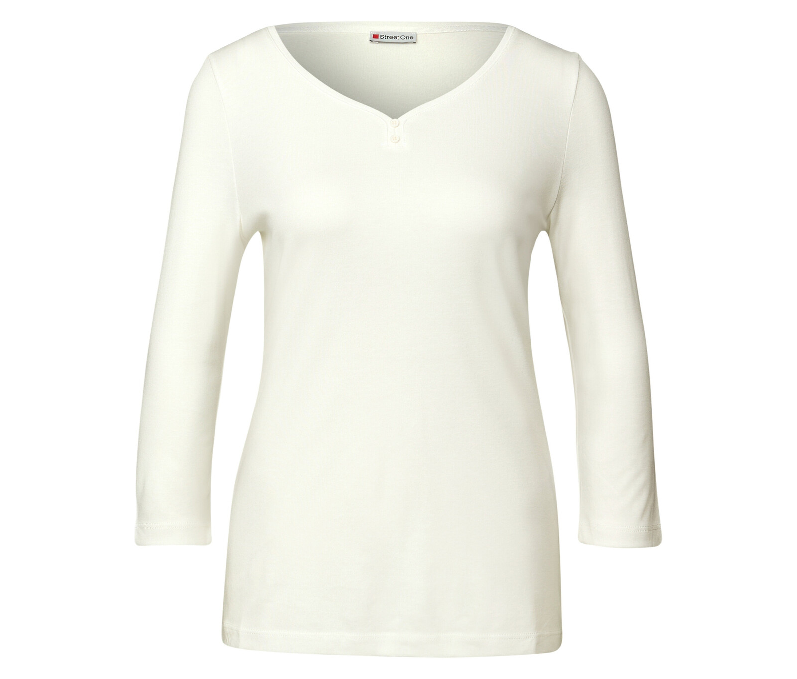 Tchibo - Triko s 3/4 rukávem a knoflíkovým detailem Street One - pro ženy - vel. 44 - barva: bílá
