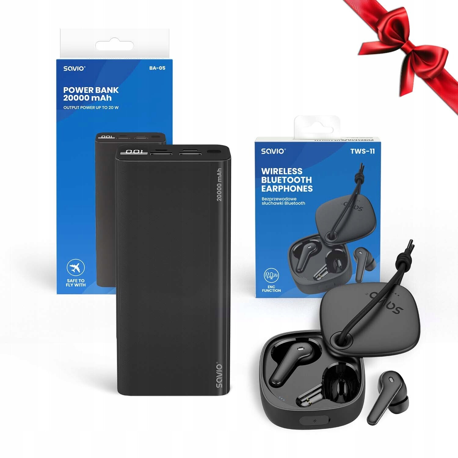 Sada pro každou příležitost Powerbank Savio BA-05 Sluchátka TWS-11 Bt 5.3 Usb-c