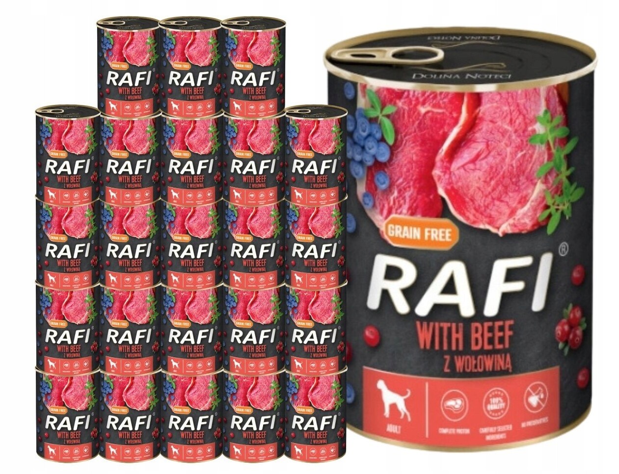 Rafi Adult 24 x 400 g - hovězí, borůvky a brusinky