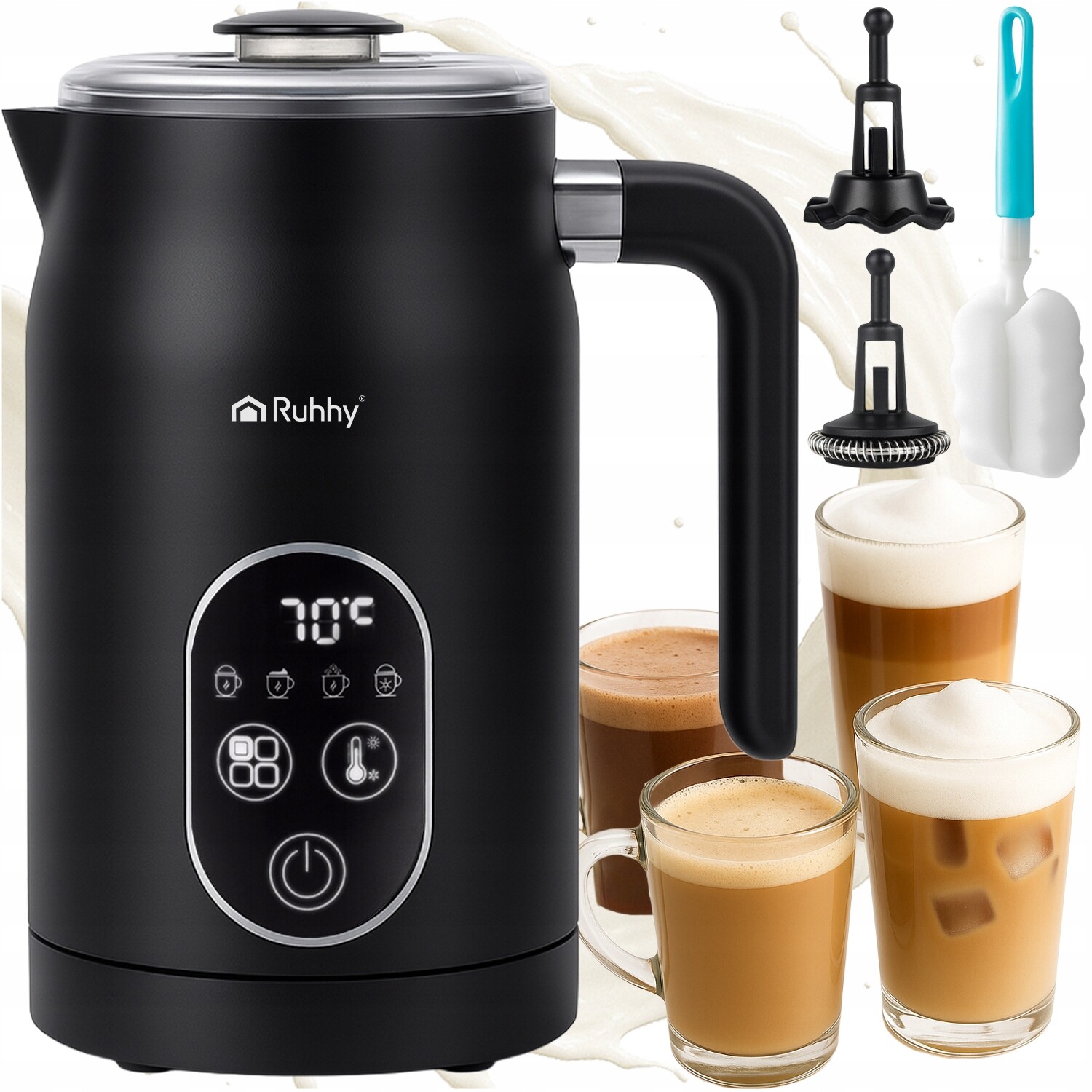 Elektrický napěňovač mléka Ruhhy 500W 4v1 Led displej Bpa Free