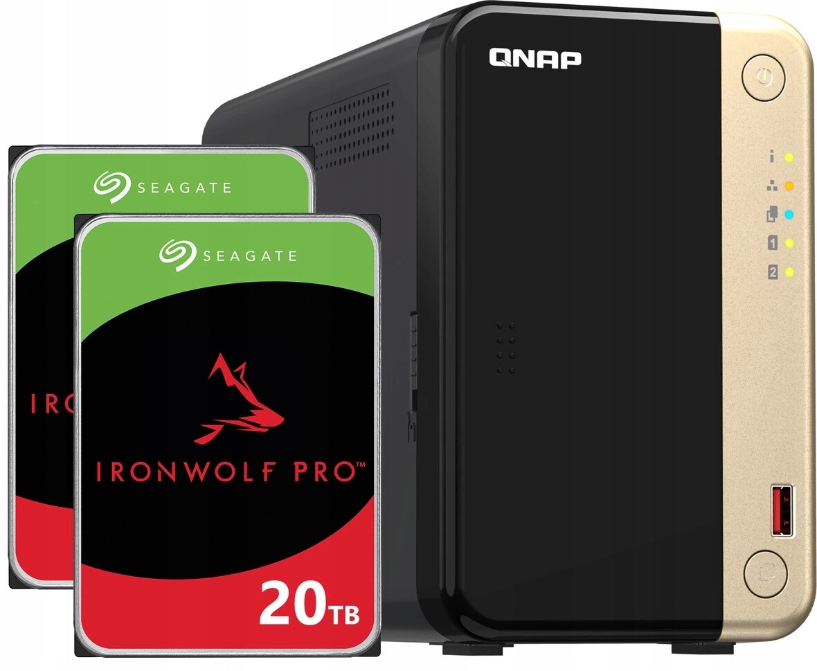 Nas server Qnap TS-264 16GB Ram 40TB Hdd (2x20TB) Seagate IronWolf Pro