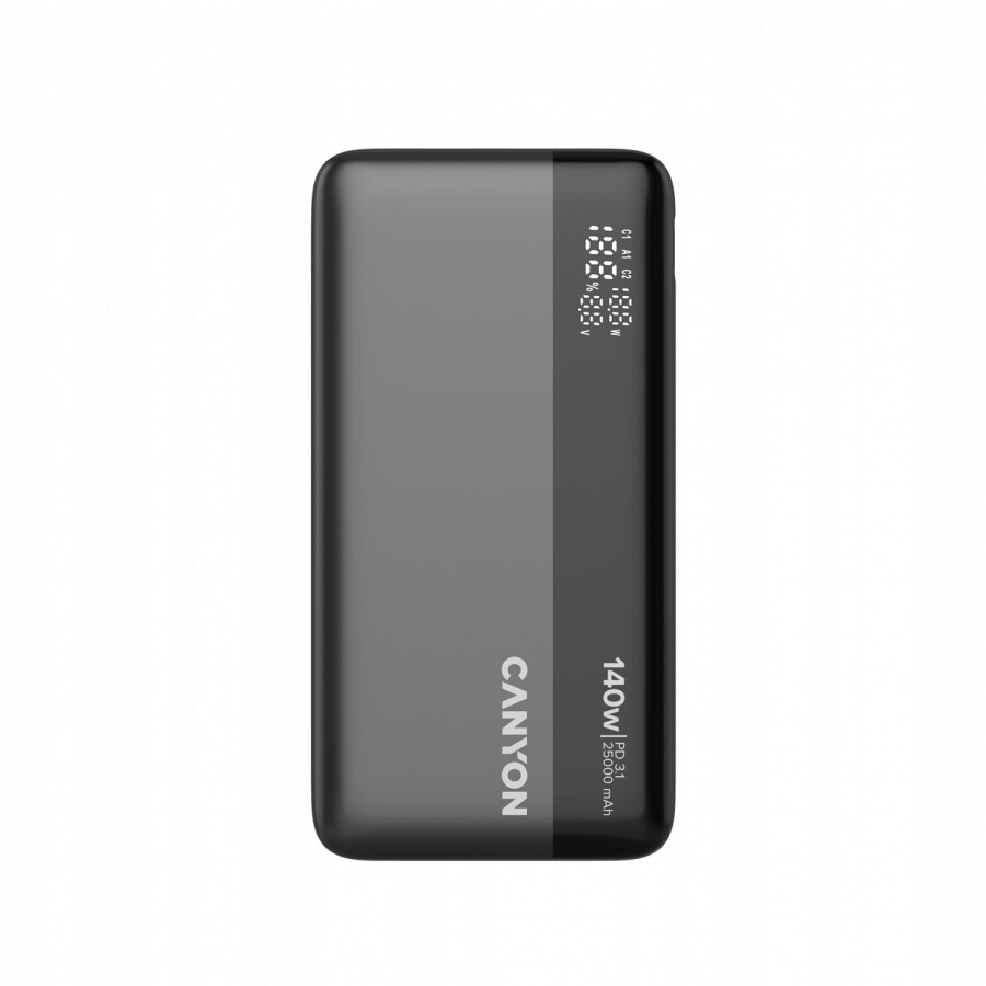 Canyon PB-240 Powerbank 25000mAh 140W Pd s displejem Grafitová