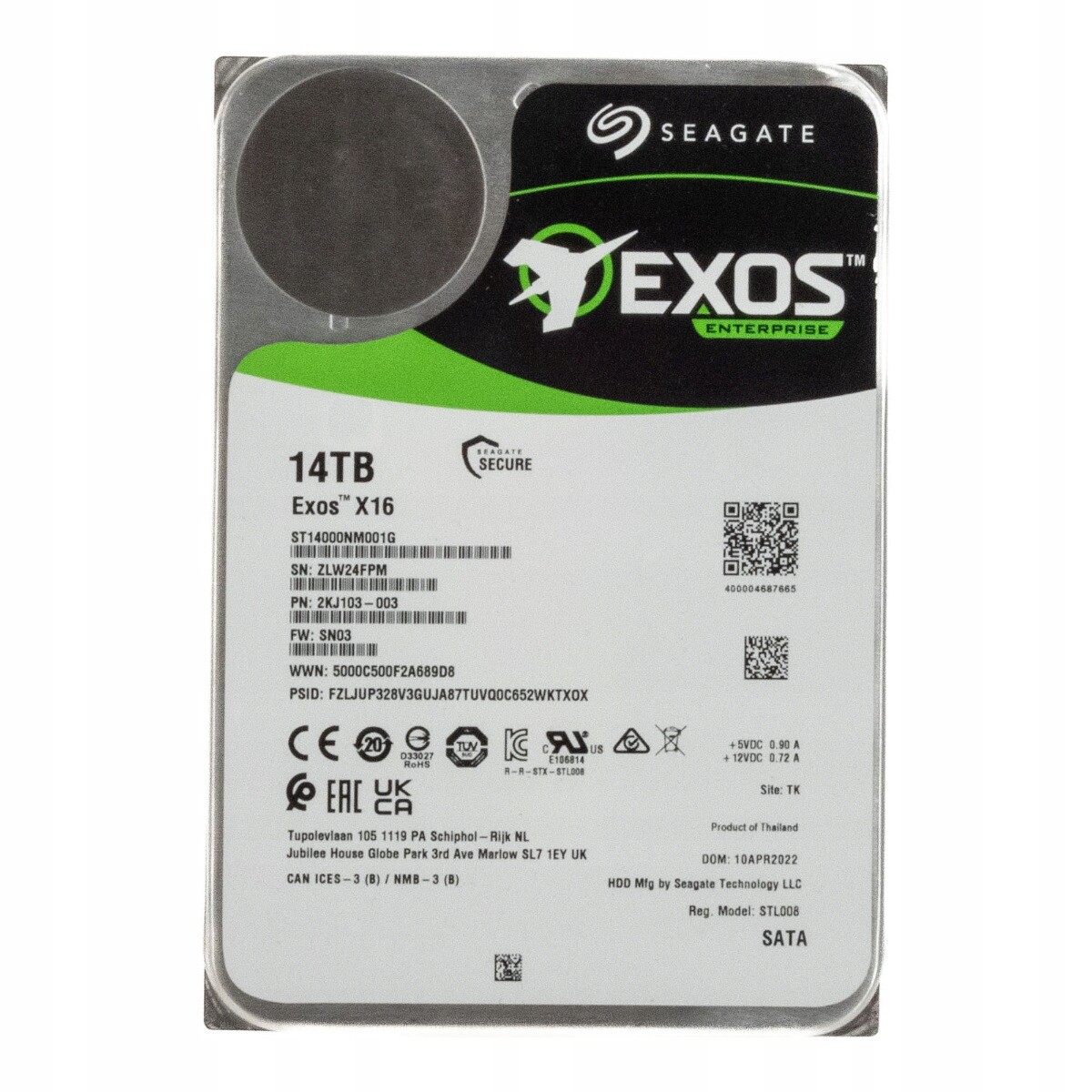 Seagate Exos X16 14TB 7.2K 256MB Sata III 3.5'' ST14000NM001G