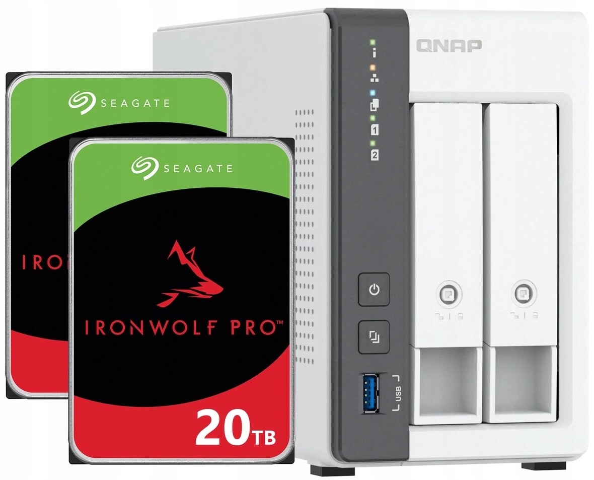 Nas server Qnap TS-216G 4GB Ram 40TB Hdd (2x20TB) Seagate IronWolf Pro